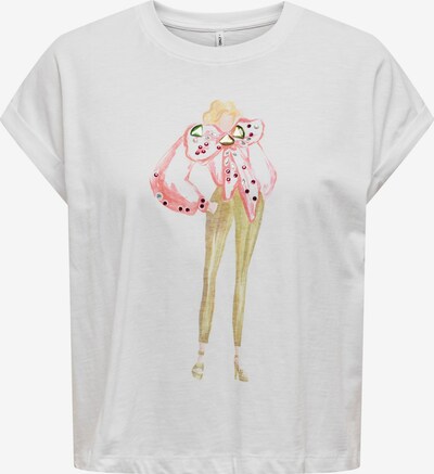 ONLY T-Shirt 'DORIS' in beige / oliv / pitaya / weiß, Produktansicht