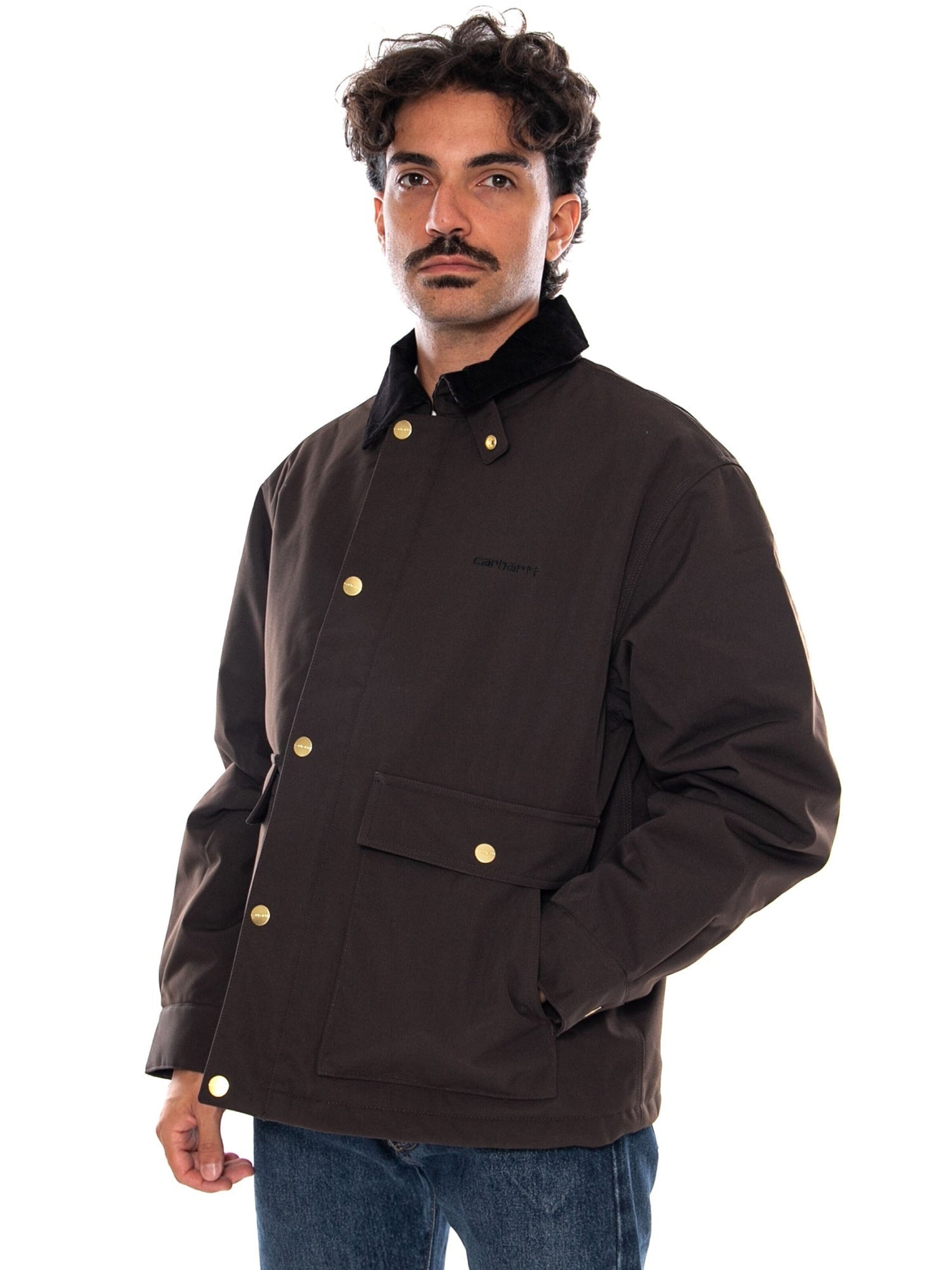 Carhartt WIP Übergangsjacke 'QUENTIN JACKET TOBACCO / BLACK'‌‌‌‌‌‌‌‌ in Braun