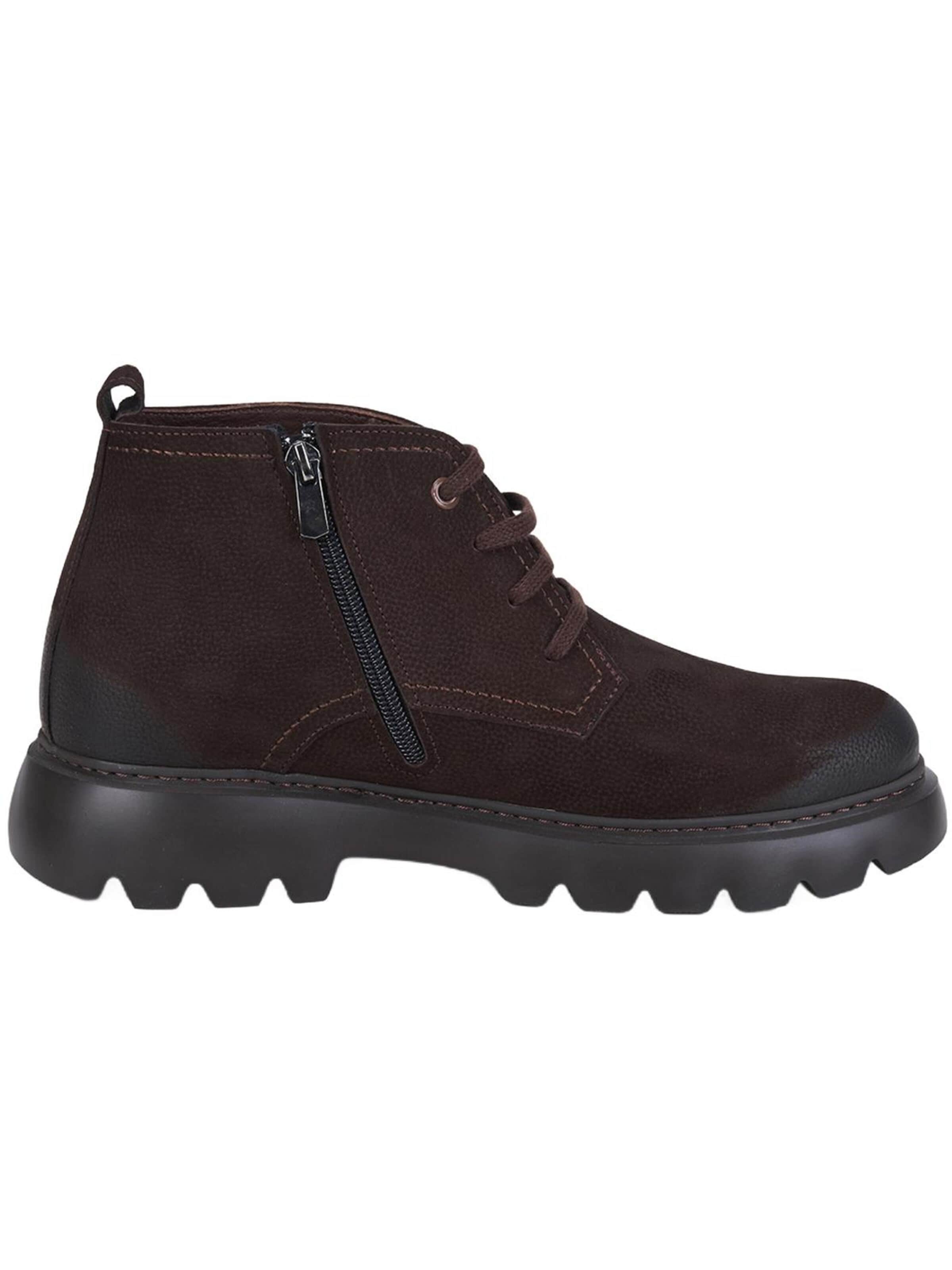 Desa Boot 'DESA Herren-Ankle-Boots aus braunem Leder mit Reißverschluss und runder Zehenpartie' in Brown