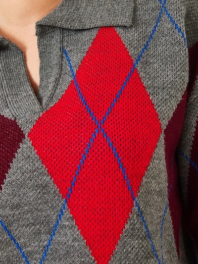 Bianco Lucci Pull-over en bleu marine / gris chiné / rouge cerise / rouge vif, Vue avec produit