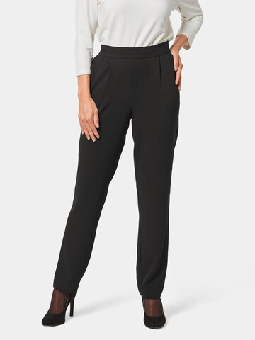 Goldner Loose fit Pleat-Front Pants 'Martha' in Black: front