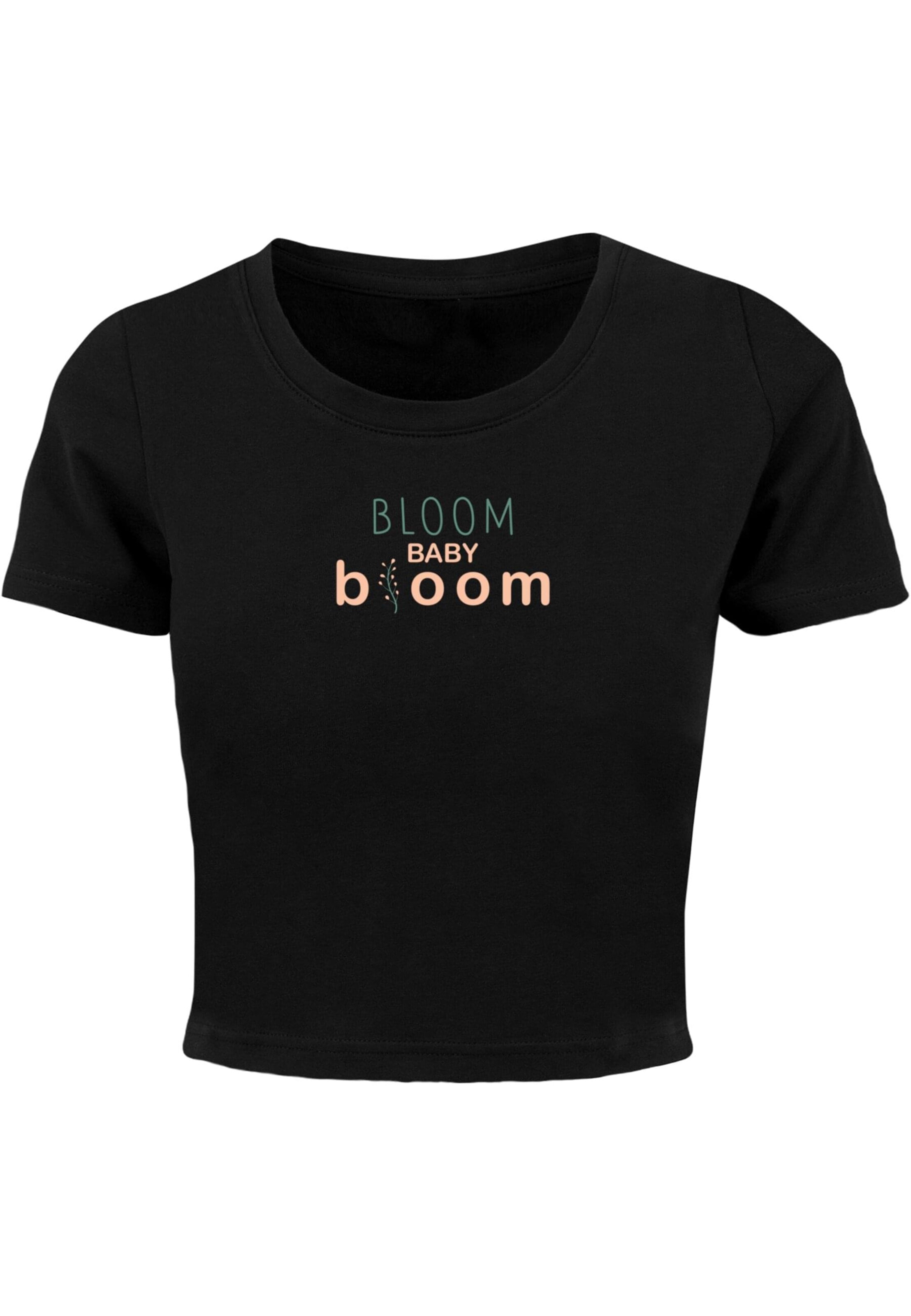 Merchcode Shirt 'Bloom baby' in Zwart: voorkant