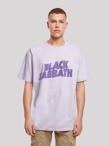 F4NT4STIC Shirt 'Black Sabbath Heavy Metal Band Wavy Logo Black' in Purple: front