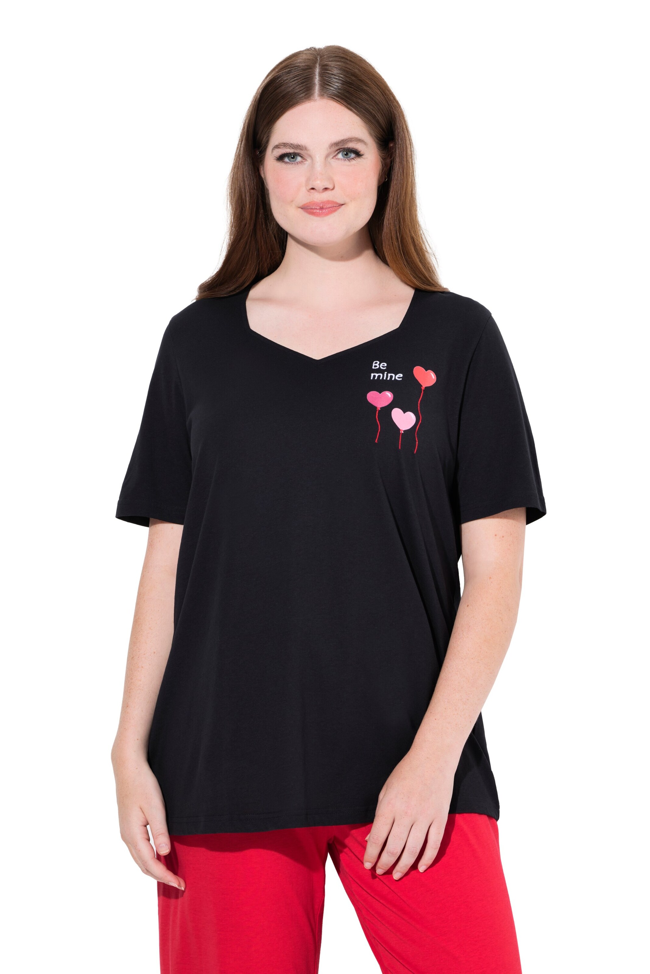 Ulla Popken Pajama shirt in Black: front