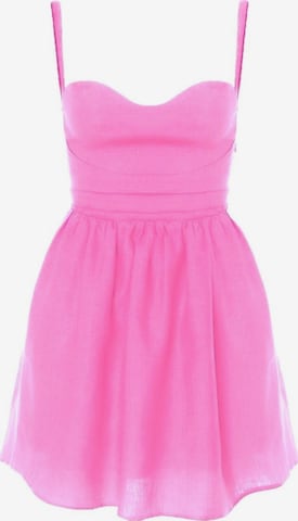 Abito estivo 'Linen Gathered Mini Dress With Straps' di AVENUE N°29 in rosa: frontale