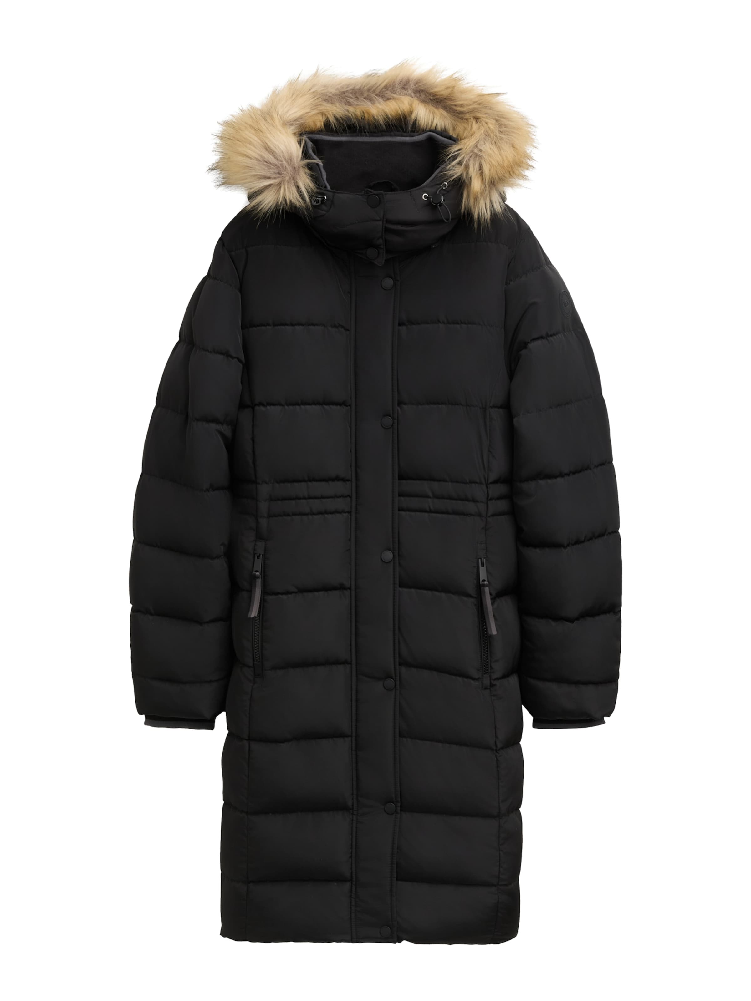 TOM TAILOR Pitkä talvitakki värissä musta: etupuoli