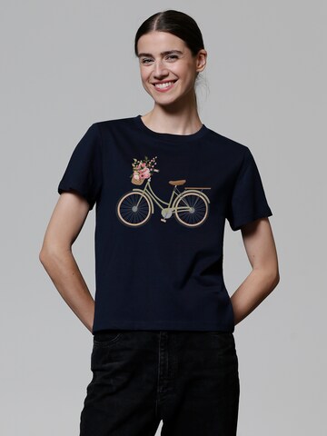 Maglietta 'Damenfahrrad' di Watapparel in blu: frontale