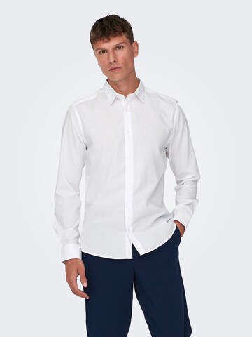 Slim fit Camicia 'ONSSANE' di Only & Sons in bianco: frontale