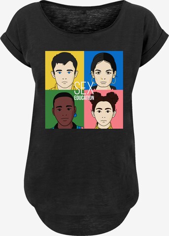F4NT4STIC Shirt 'Sex Education Blur Cover Netflix TV Series' in Black: front