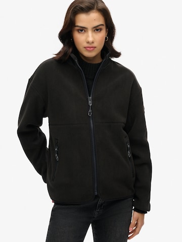 Superdry Fleece jas in Zwart: voorkant