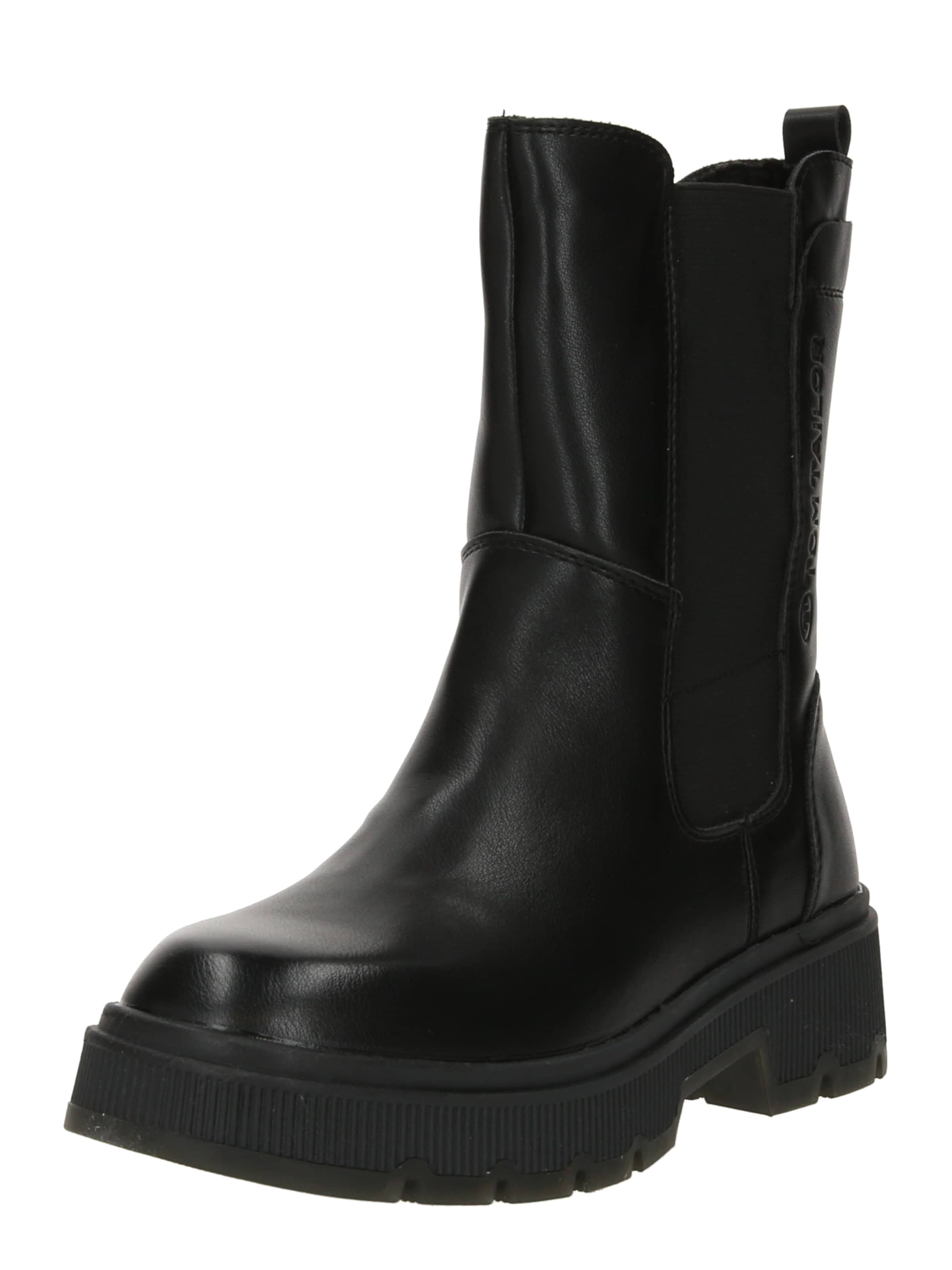 TOM TAILOR Enkellaarsjes in Zwart: voorkant