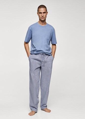 MANGO MAN Long Pajamas 'Check' in Blue: front