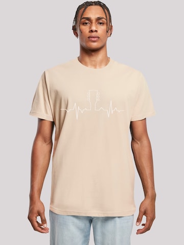 T-Shirt 'Gitarre Heartbeat' F4NT4STIC en beige : devant