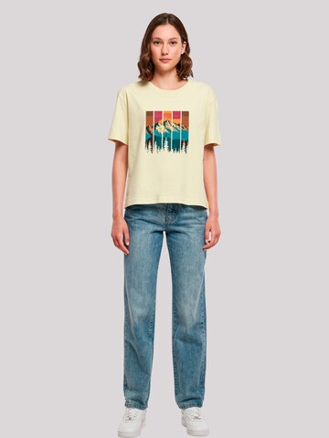 F4NT4STIC Shirt 'Berg Sonnenuntergang Retro' in Yellow