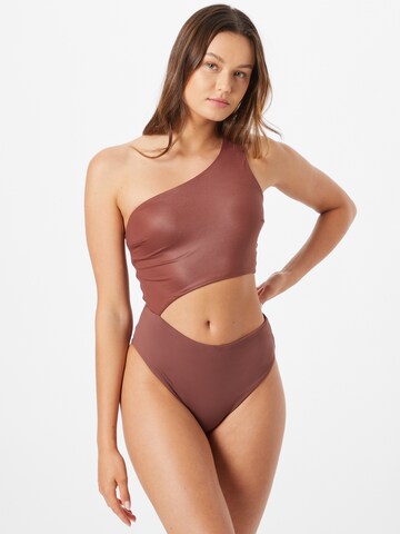Calvin Klein Swimwear Õlapaelteta topp Ujumistrikoo, värv pruun: eest vaates