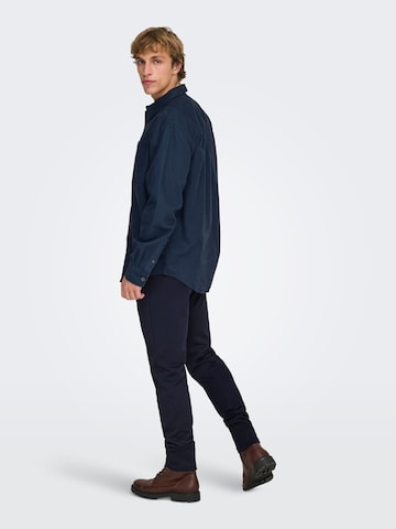 Only & Sons Comfort fit Button Up Shirt 'ONSAlp' in Blue