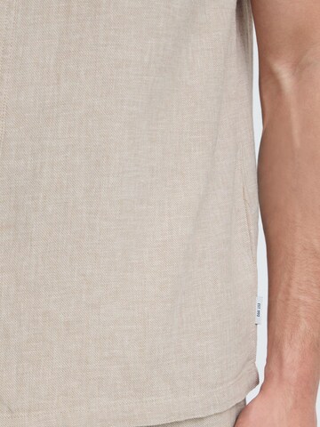 INDICODE JEANS Regular Fit Leinenhemd ' IDTropelo ' in Beige