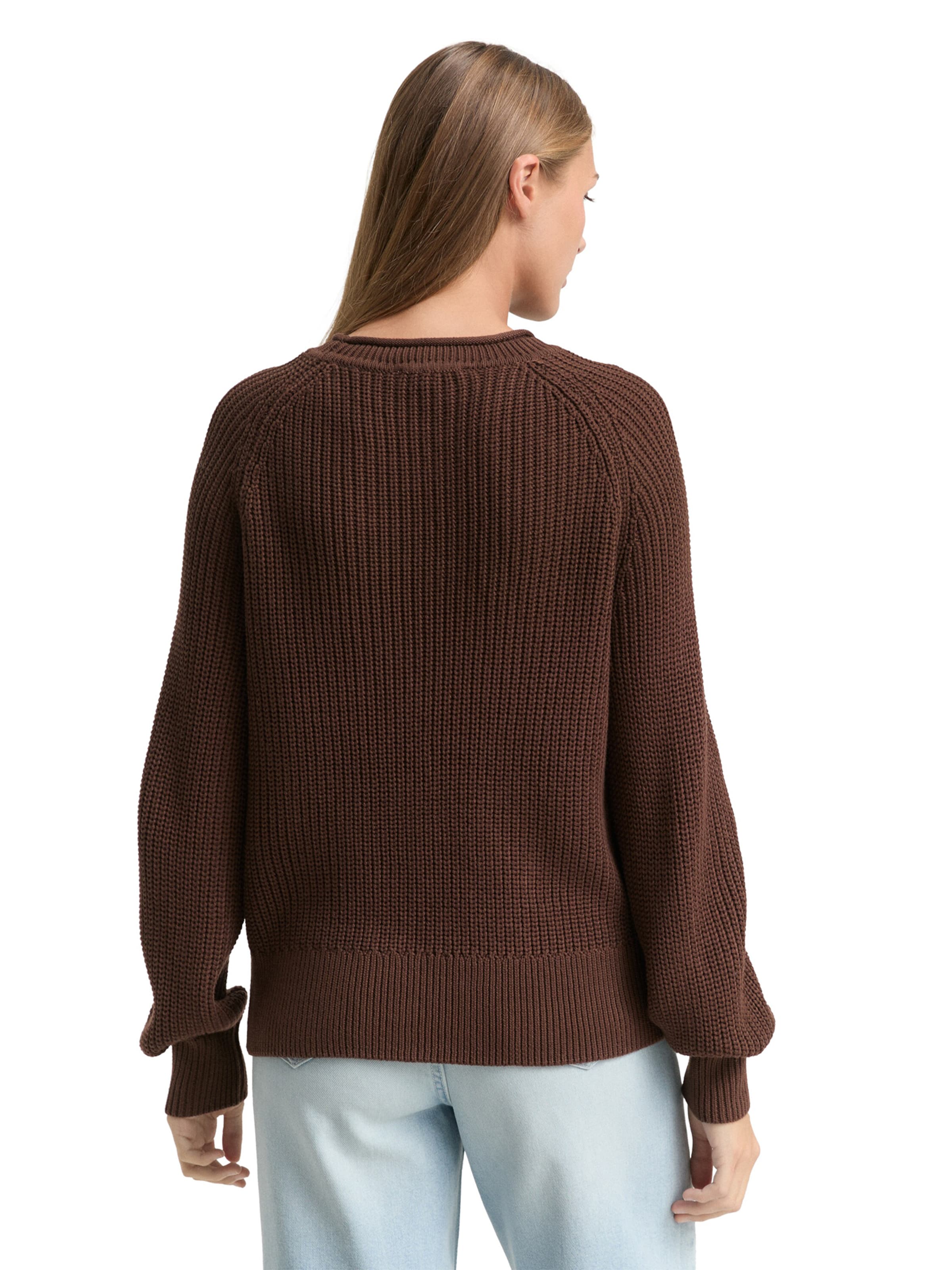 TOM TAILOR DENIM Sweater in Brown