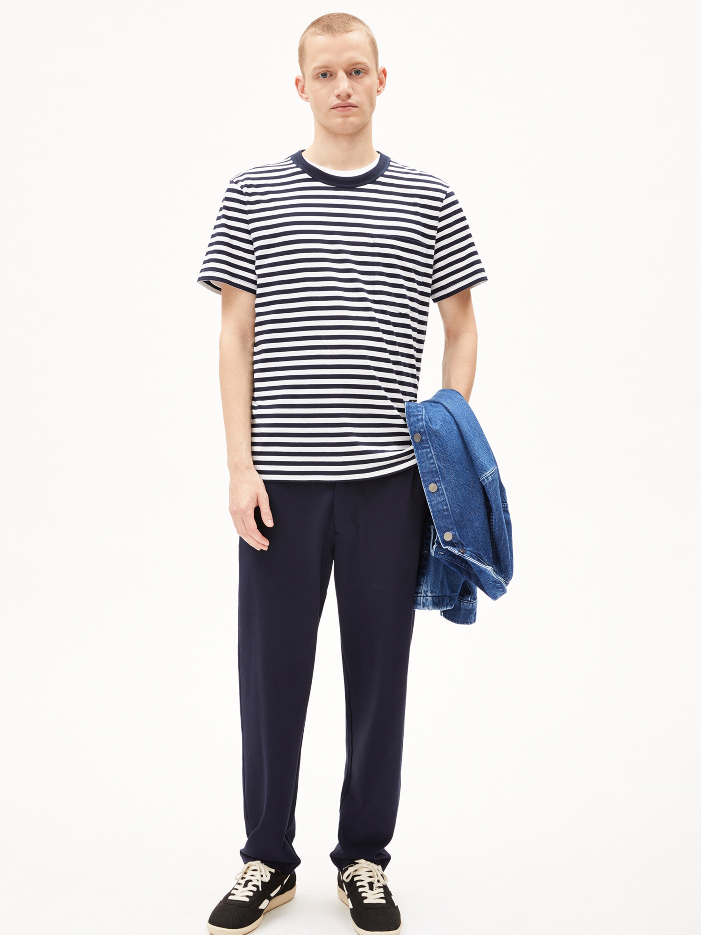 ARMEDANGELS Shirt ' MAARKOS POCKET STRIPES ' in Black