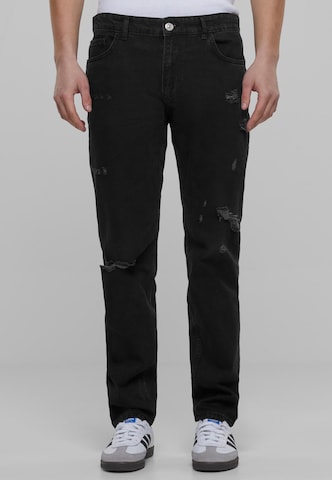 2Y Premium Tapered Jeans in Schwarz: predná strana