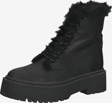 STEVE MADDEN Lace-Up Ankle Boots in Black: front