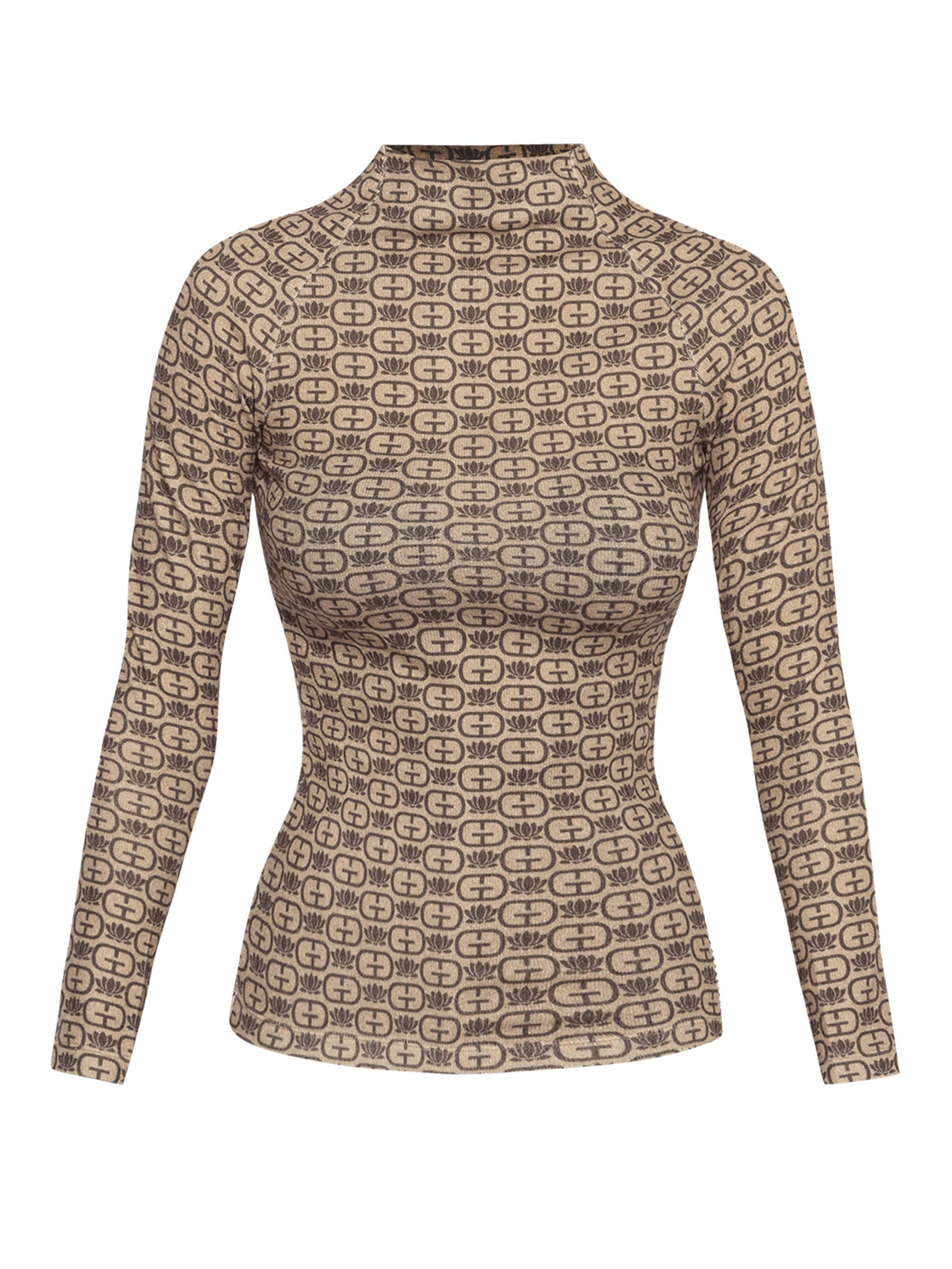 JIORO Bluse 'DARK BROWN LOGO' in Braun: Vorderseite