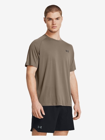 UNDER ARMOUR Regular fit Functioneel shirt 'Tech 2.0' in Bruin: voorkant