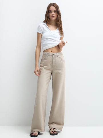 Pull&Bear Wide Leg Farkut värissä beige