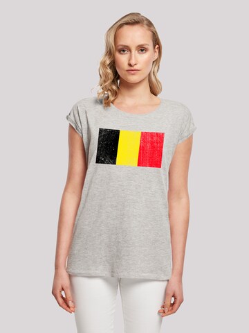 F4NT4STIC Shirt 'Belgium Belgien Flagge' in Grijs: voorkant