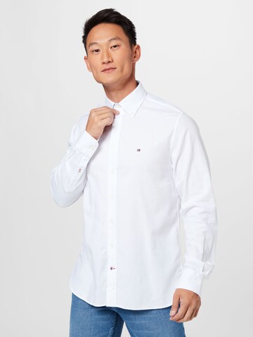 TOMMY HILFIGER Regular fit Button Up Shirt 'Dobby' in White: front