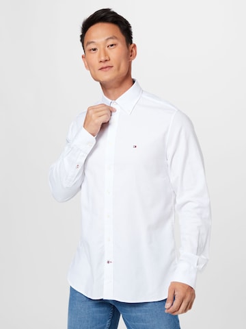TOMMY HILFIGER Regular fit Button Up Shirt 'Dobby' in White: front