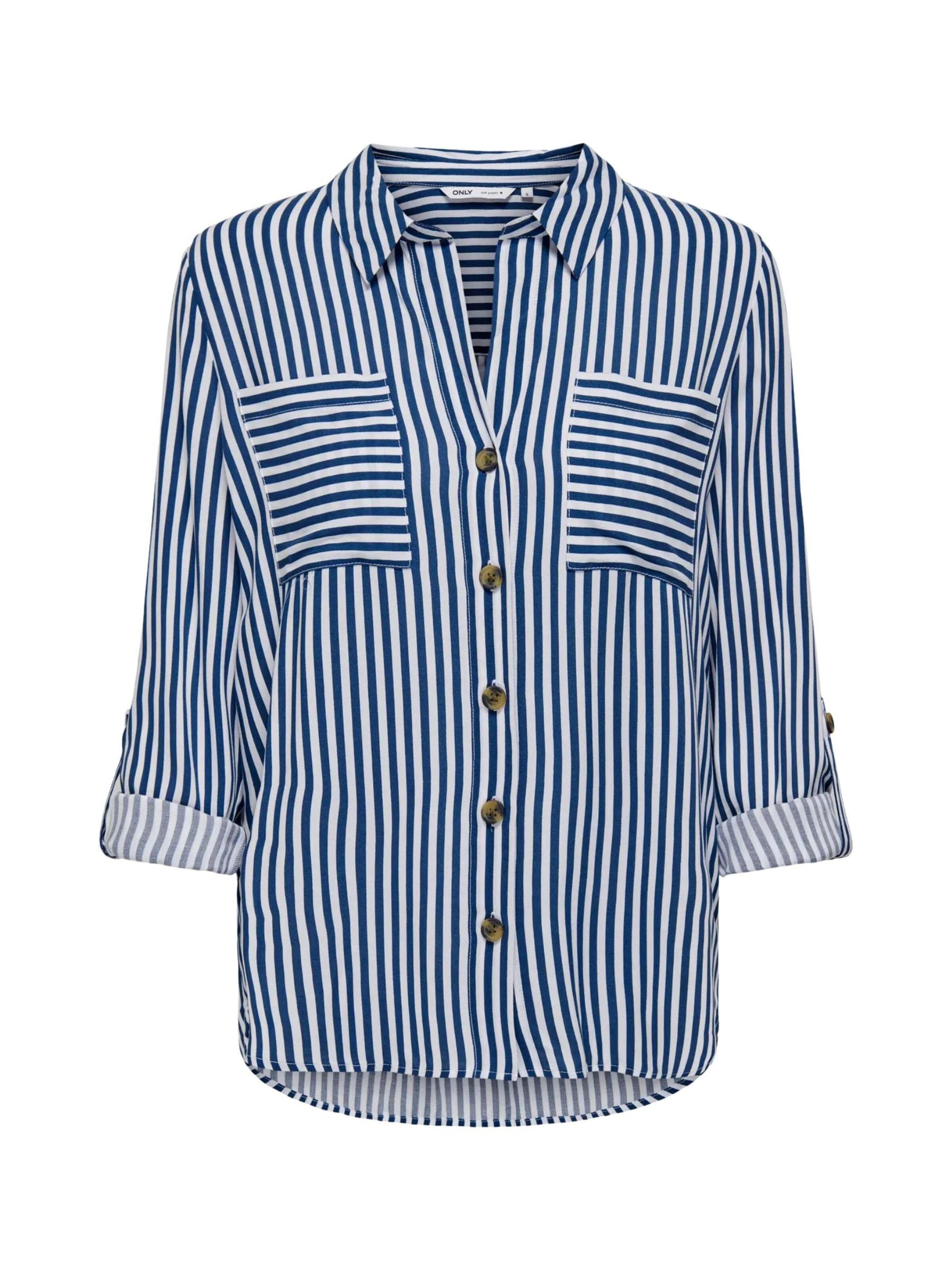ONLY Bluzka 'ONLY ONLYASMIN SHIRT L/S WVN NOOS CAMICIA' w kolorze niebieski: przód