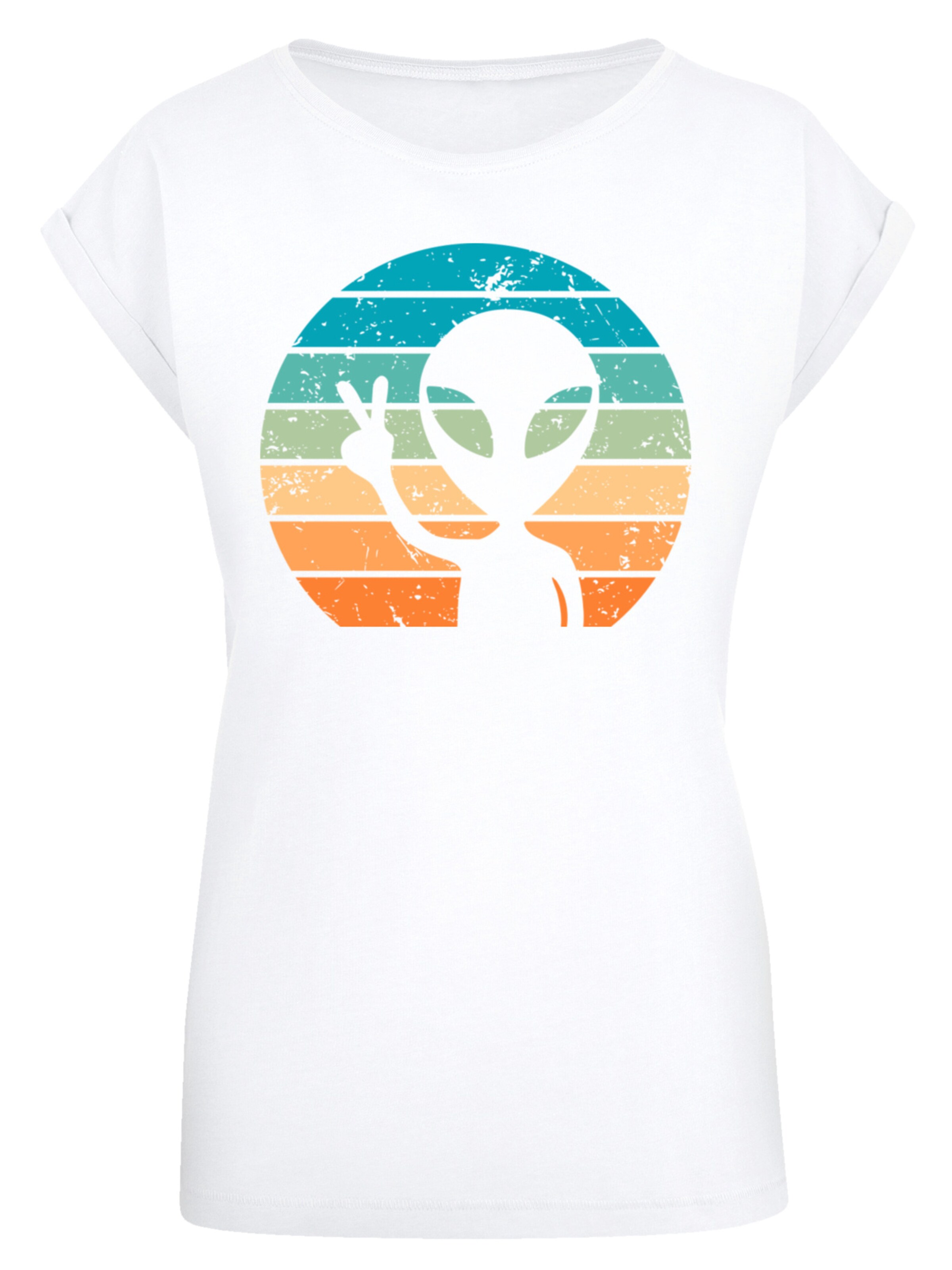 F4NT4STIC Shirt 'Alien Piece Sonnenuntergang' in Wit: voorkant