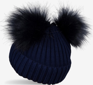 styleBREAKER Beanie 'Kinder Bommelmütze mit zwei Bommel' in Blue: front