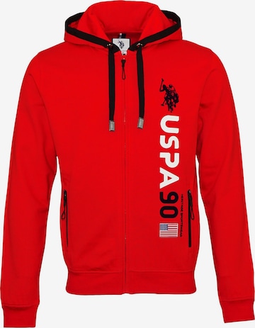 U.S. POLO ASSN. Zip-Up Hoodie in Red: front