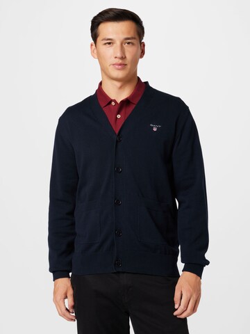 GANT Gebreid vest in Blauw: voorkant