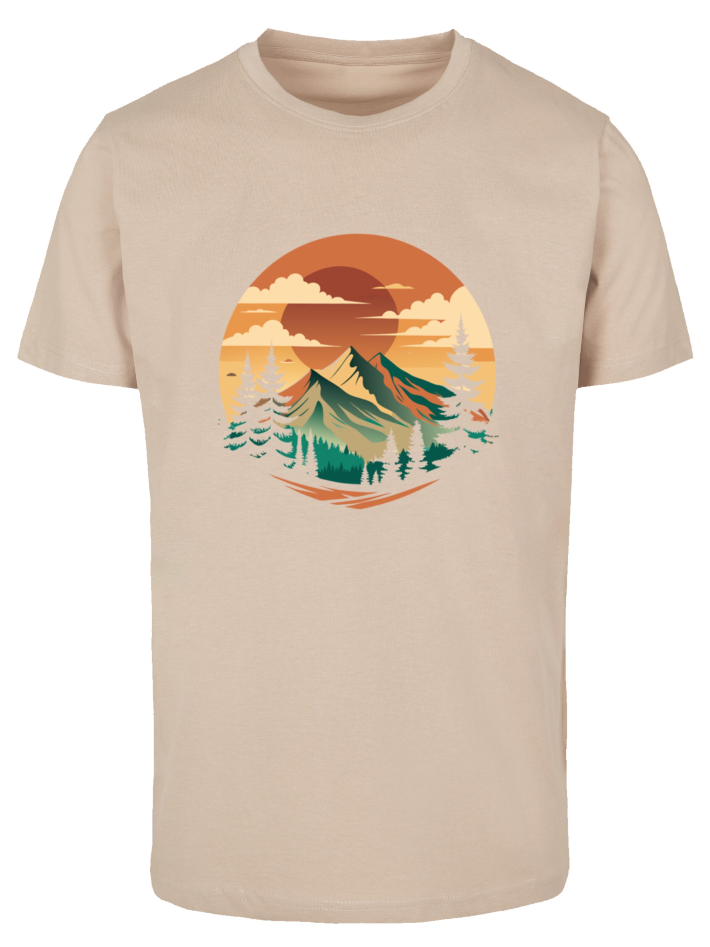 F4NT4STIC T-Shirt 'Sonnenuntergang Berglandschaft' in Beige: Vorderseite