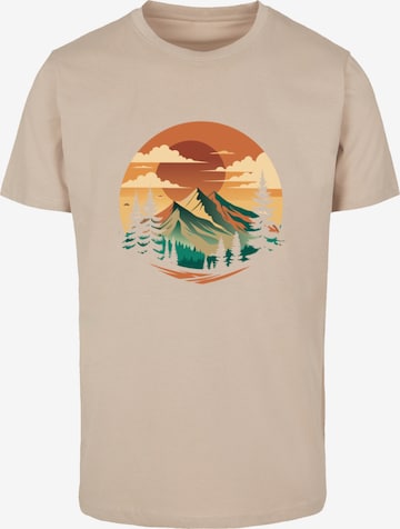 F4NT4STIC T-Shirt 'Sonnenuntergang Berglandschaft' in Beige: Vorderseite