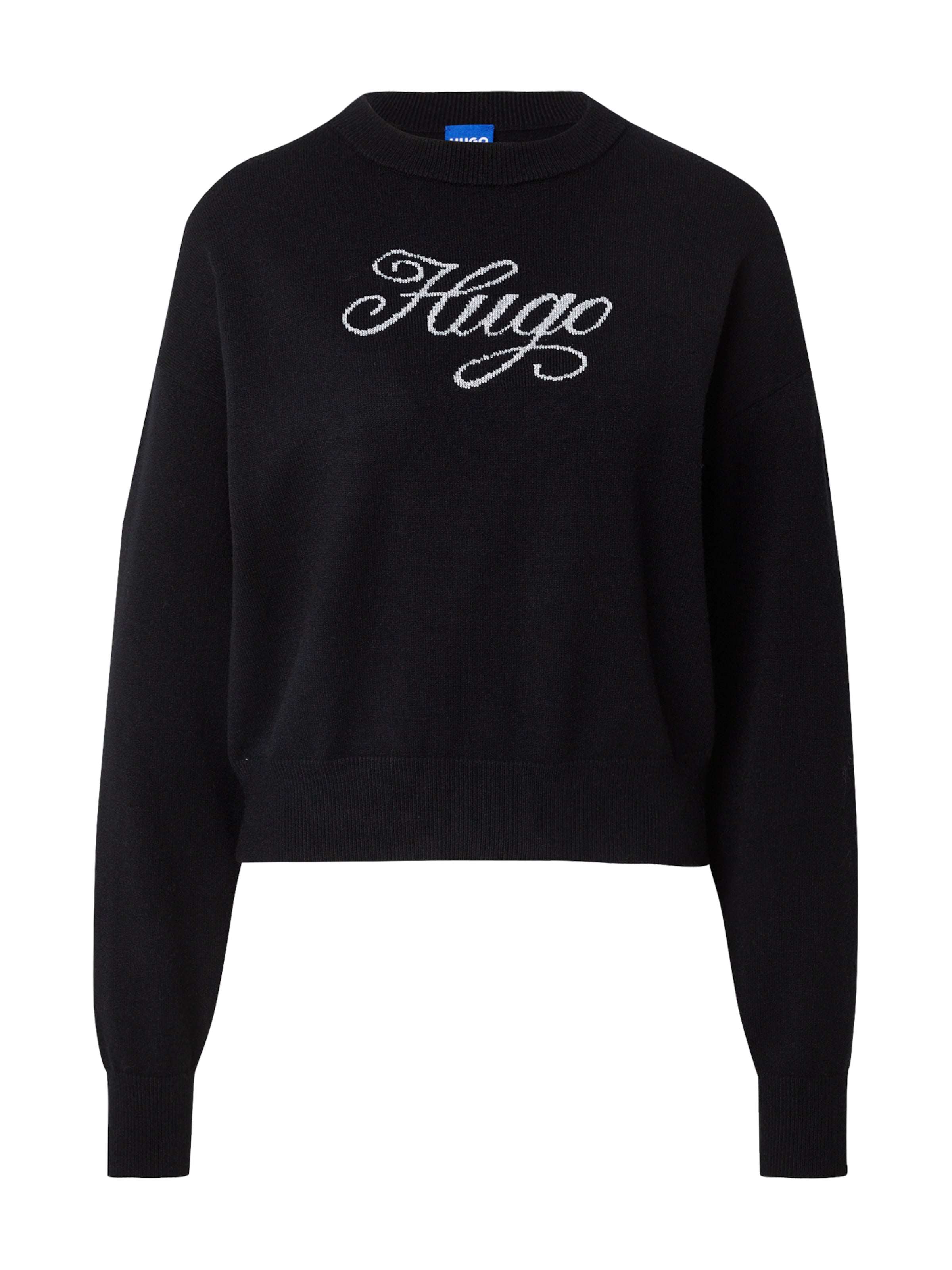 HUGO Trui &#x27;Slogix&#x27; in Zwart: voorkant