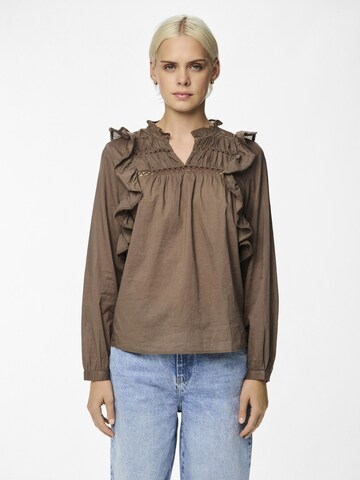 PIECES Bluse 'MAKENNA' in Grau: Vorderseite