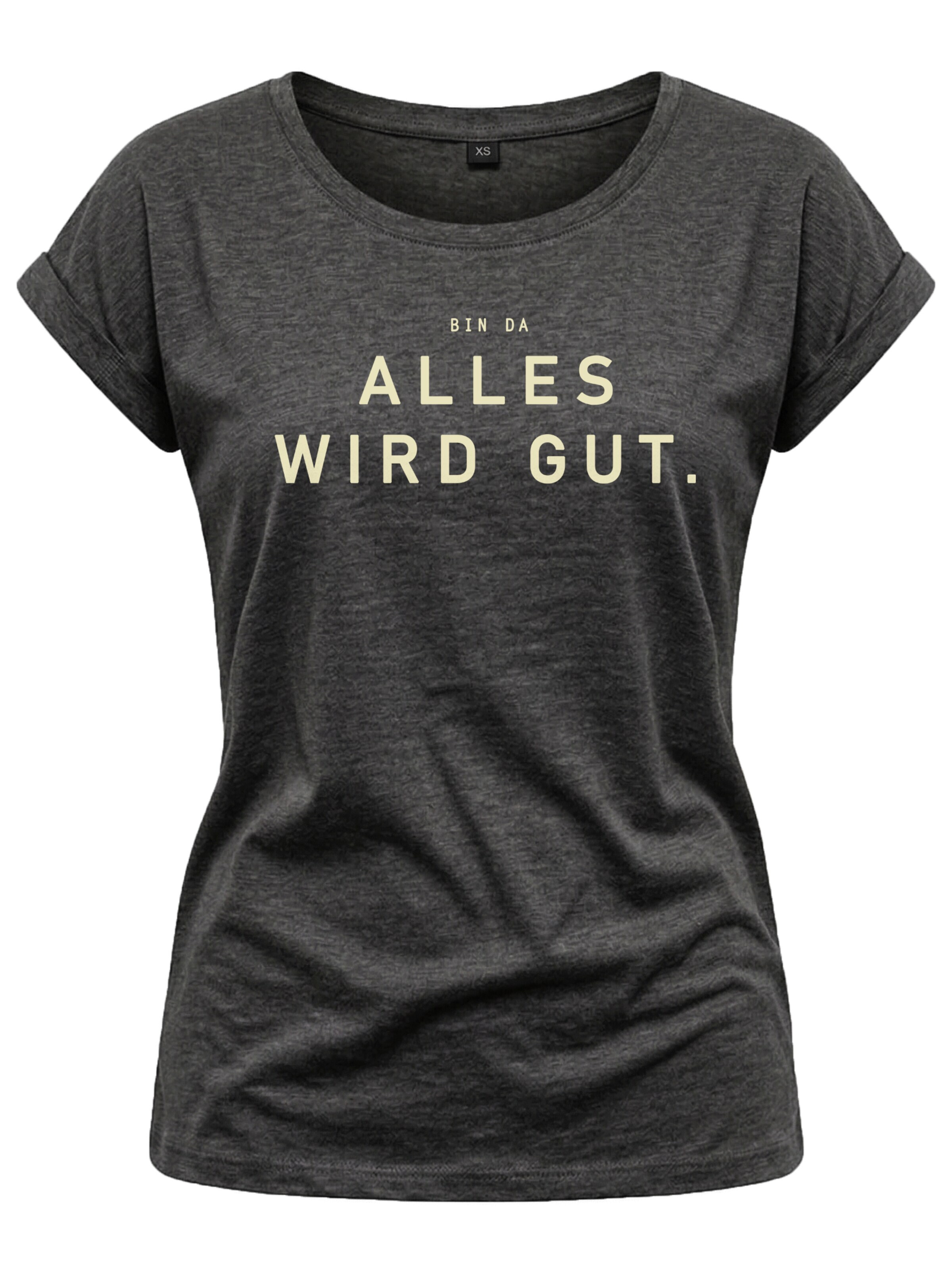 MAKAYA Shirt 'Bin da alles wird gut'‌‌‌‌‌‌‌‌‌ in Grau: Vorderseite