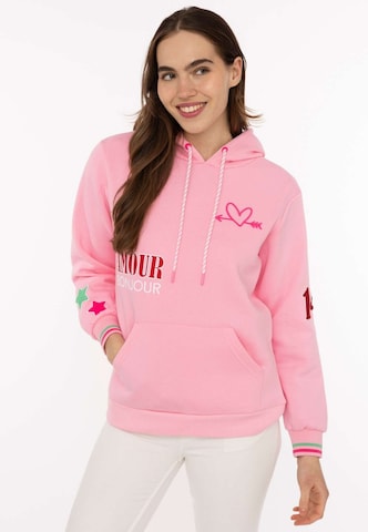 Zwillingsherz Sweatshirt in Roze: voorkant