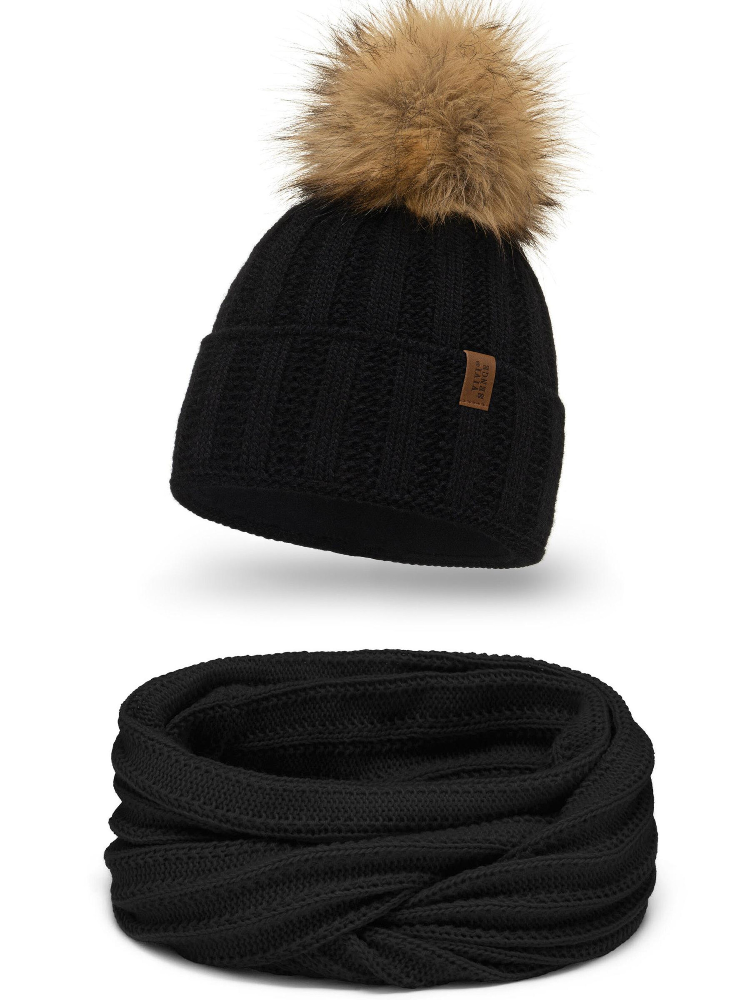 Vivisence Mütze '7019 Set'‌‌‌‌‌‌‌‌‌‌ in Schwarz: Vorderseite