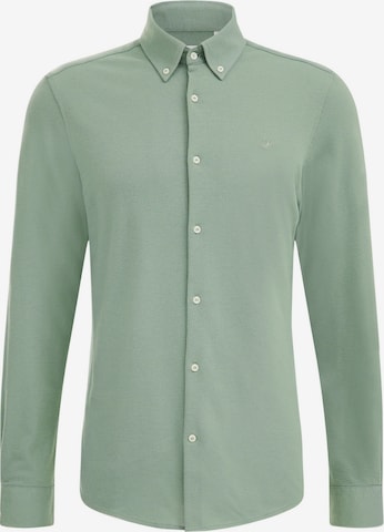 WE Fashion Slim fit Button Up Shirt in Green: front