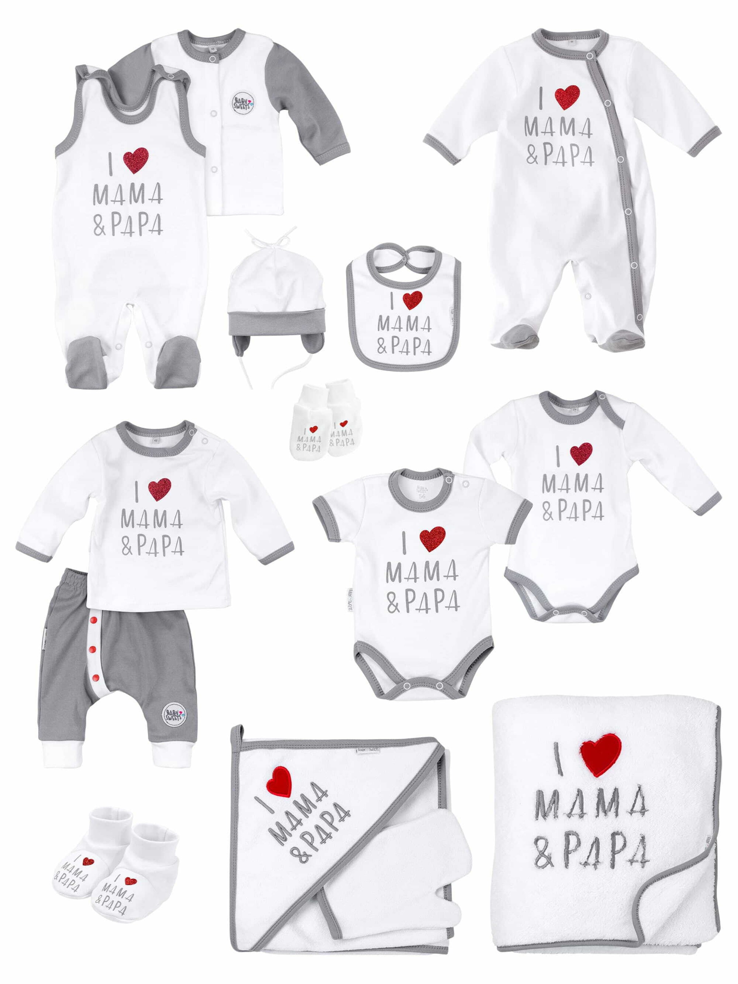 Set 'I love Mama & Papa' Baby Sweets en blanc : devant