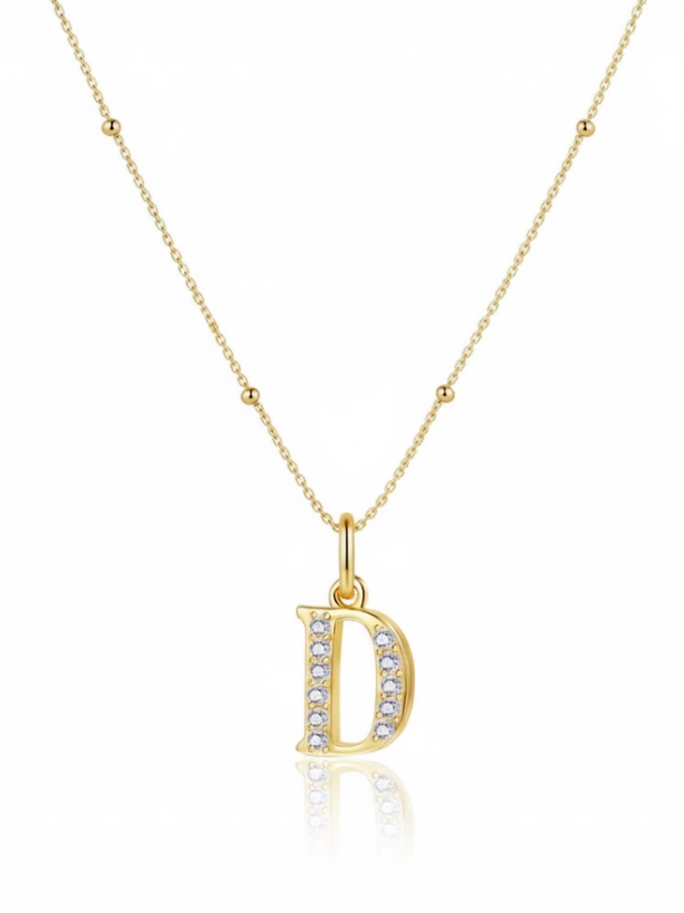 Hey Happiness Necklace 'Letter D' in Gold: front