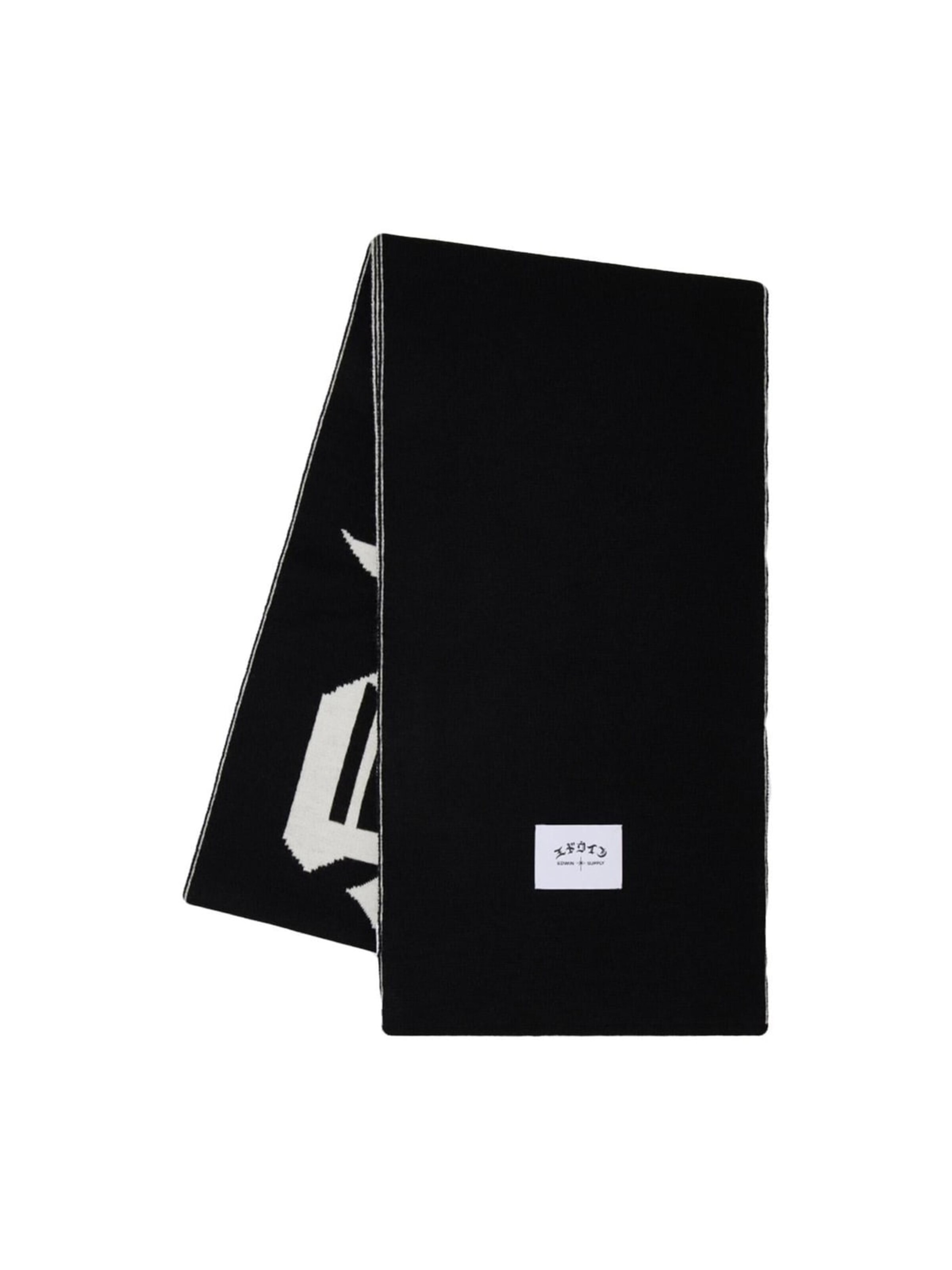 EDWIN Sjal 'Graphic Scarf Black' i sort: forside