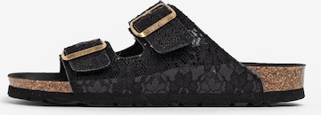 Bayton Mules 'Atlas Textil' in Schwarz: Vorderseite