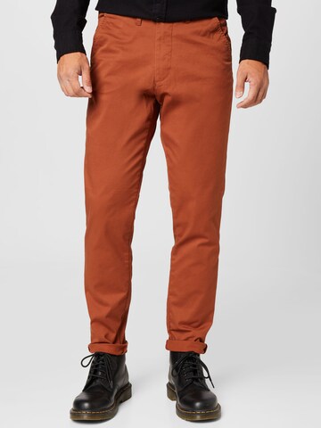 Coupe slim Pantalon chino 'Miles Flex' SELECTED HOMME en marron : devant