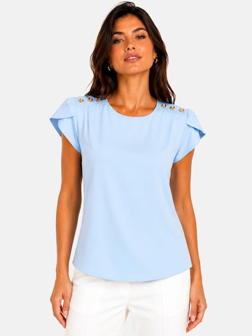 REGINA FASHION Blúzka 'Short Sleeve Blouse with Decorative Shoulder Buttons' - Modrá